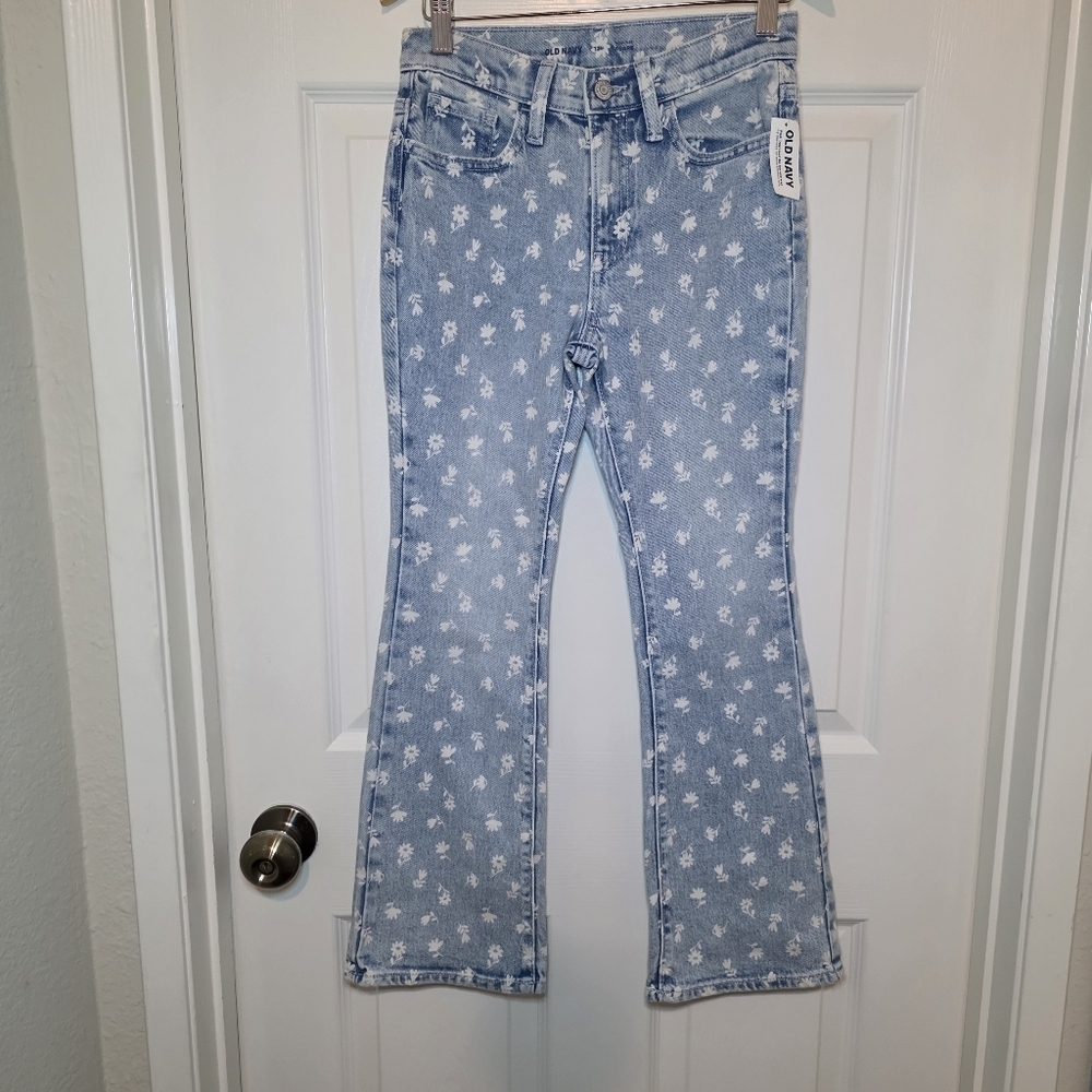 Old Navy High-Rise Floral Printed Flare Jeans Sz 12
